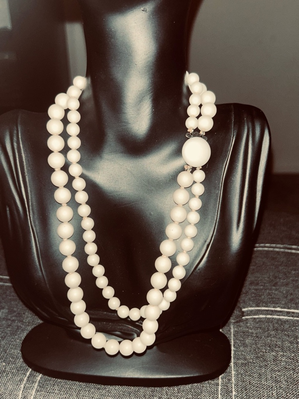 Vintage Ivory Double-Strand Beaded Necklace - Vintage